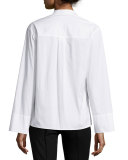 Split-Neck Spread-Collar Poplin Top