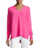 Allessandra V-Neck High-Low Cashmere Tunic 