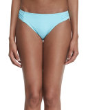 Shirred-Side Solid Hipster Swim Bottom