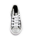 Warslow Metallic Leather High-Top Sneaker, Silver, Toddler