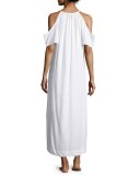 Cold-Shoulder Caftan Gown, White