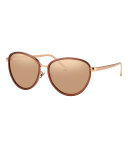 Rounded Cat-Eye Two-Tone Sunglasses, Rose Gold