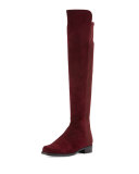 50/50 Suede Over-the-Knee Boot, Bordeaux