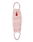 Sunset Crochet-Trim Tassel Beach Bag, Fiesta Red