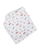 Fire Chief Reversible Pima Baby Blanket, White
