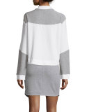 Brea Colorblock Long-Sleeve Sweatshirt, Snow White