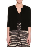 Elbow-Sleeve Slim-Fit Cardigan, Black