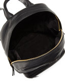 Zip-Around Leather Backpack, Black