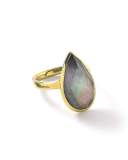 18k Rock Candy Single Medium Teardrop Ring in Black Shell