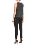 Sleeveless Ribbed Wool-Blend Shell, Charcoal Heather