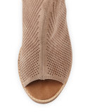 Majorca Perforated Suede Bootie, Stucco