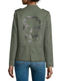 Cotton Twill Snap-Front Jacket, Khaki