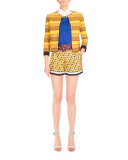 Koray Horse Tie Printed Shorts, Horses Ties Yellow