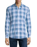 DD Plaid Long-Sleeve Sport Shirt, Blue