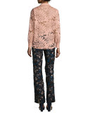 Palm Guipure Lace Long-Sleeve Shirt