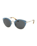 Monochromatic Inlay Cat-Eye Sunglasses