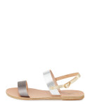 Clio Double-Band Flat Slingback Sandal, Natural