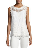 Tula Sleeveless Lace Blouse, White