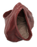 Cervo Large Leather Hobo Bag, Wine