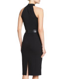 Halter-Neck Sheath Dress, Black
