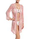 Tie-Front Floral-Print Tunic