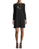 Long-Sleeve A-line Dress, Petite