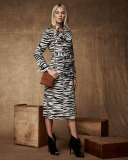 Zebra-Print Taffeta Trenchcoat, Black/White