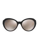 Mirrored Butterfly Filigree Sunglasses, Black