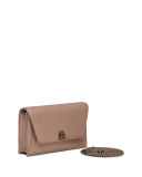 Anouk Leather Chain Envelope Clutch Bag, Metallic Bronze