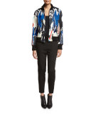 Abstract Ponte Bomber Jacket, Black/Multicolor