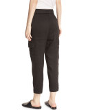 Cropped Linen-Blend Cargo Pants