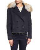 Antares Convertible Double-Breasted Coat, Navy
