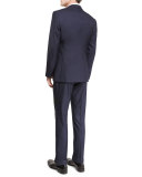 Taylor Textured Herringbone Wool Suit, Navy