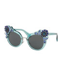 Monochromatic Embellished Dramatic Cat-Eye Sunglasses