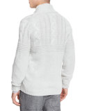 Cashmere Cable-Knit Front-Zip Cardigan, Fog