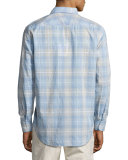 John Plaid Sport Shirt, Blue/Gray