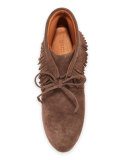 Bettie Suede Fringe Bootie, Dark Brown
