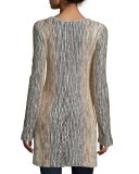 Maviale Metallic Ribbed Lace-Up Tunic Sweater