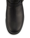 Chaney Shearling Fur-Lined Moto Boot, Black