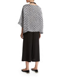 3/4-Sleeve Diamond-Print T-Shirt, Indigo Dark