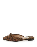 Suede Bow Ballerina Mule Flat, Leopard
