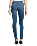 Maria High-Rise Skinny Side-Slit Jeans with Released Hem, Angelic