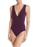 Rick Rack Scalloped-Neck Underwire One-Piece Swimsuit