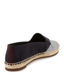 Hodgeson Check Canvas Flat Espadrille, Navy Check