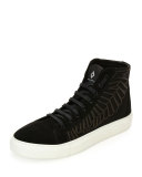 Maipu Textured High-Top Sneaker, Black/White