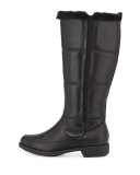 Abbott Faux-Fur Lined Leather Weather Boot, Black