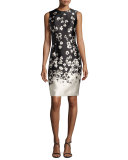 Sleeveless Pleated Jacquard Dress