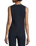Textured Stretch-Wool Vest, Navy Blue