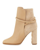 Shola Leather & Suede Ankle Boot, Light Nude