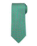 Micro-Golf Patterned Silk Tie, Green 